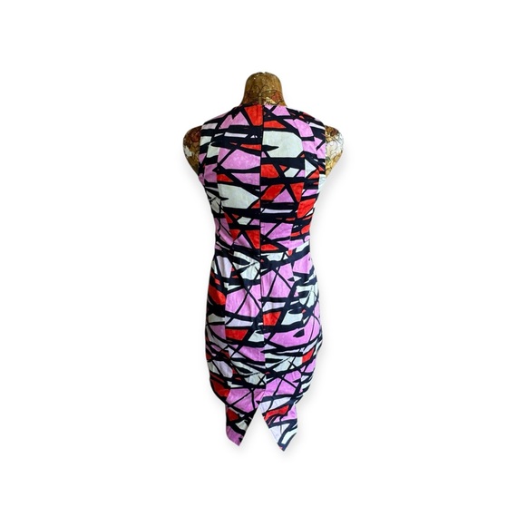 French Connection bodycon pink orange black Size 4 small sleeveless fitted - Picture 3 of 11